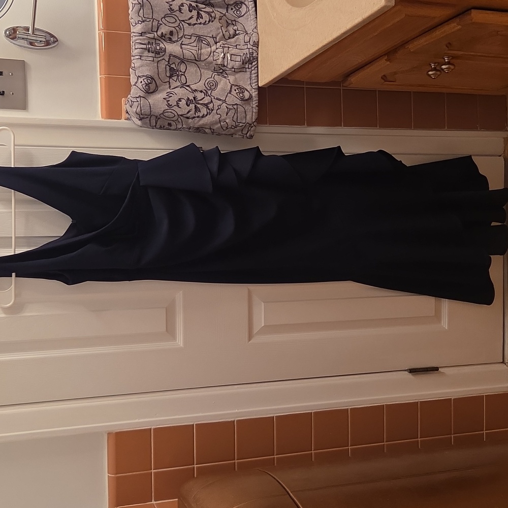 Betsy & Adam Midnight Blue Asymmetrical Dress